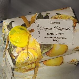 Lemon Citrine Artigianale Italy Bar Soap Yellow Gift Wrap with Ribbon and seal